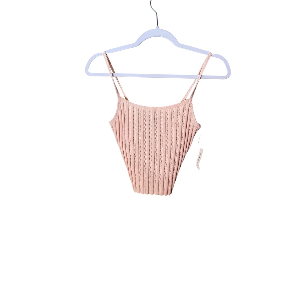 Beverly and Beck Knit Cami Top Ribbed Sleeveless Casual Pastel Pink Size S